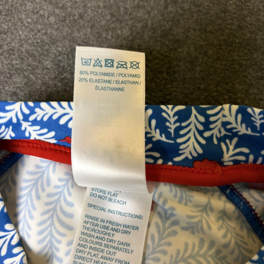Boden Womens Blue White Red Botanical Leaf Floral Rash Guard Swim Top US 16/18 - Picture 4 of 7